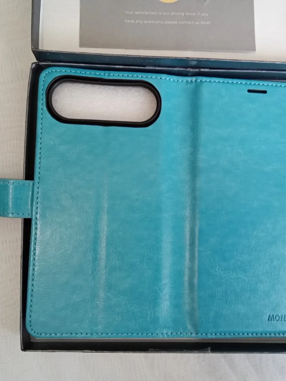 MONASAY Premium Leather Magnetic Flip Case iPhone 17– Turquoise (Brand New)